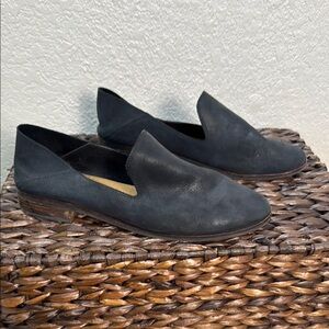 Lucky Brand Women Black Soft Leather Slip On Loafers Wood Heel Size‎ 9